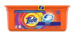 Средство моющее синтетическое жидкое, Tide (Тайд) 22.8 г №30 Колор все в 1 в растворимых капсулах для стирки цветного белья контейнер пласт.