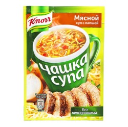 Суп, Knorr (Кнорр) 14 г Чашка супа растворимый Мясной с лапшой пакет